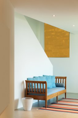 divan ve çizgili halı Salonu