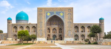 Facade madrasas in Registan Square in Samarkand clipart
