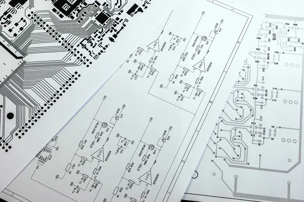 Diagrama esquemático. Proyecto de circuito electrónico — Foto de Stock