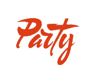 Parti vektör metni. Boya fırçası desenli mektup. Freehand tipografi tasarımı