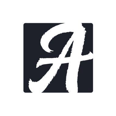 Yaratıcı A harfi vektör logosu tasarımı. Boya fırçası desenli el yazısı. Monogram vektör işareti. Karakter logosu sembolü. Simge tasarımı