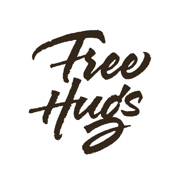 Litery Wektorowe Free Hugs Tekst Teksturą Pędzla Typografia Ręcznie Rysowana — Wektor stockowy