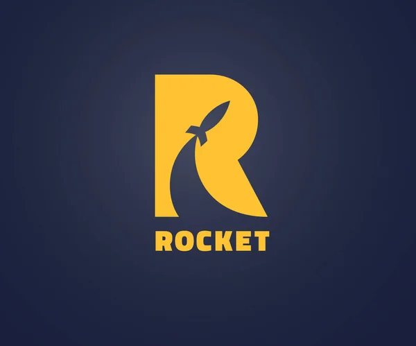 R harfi vektör logosu dizaynında yaratıcı roket. Vektör işareti. Karakter logoti sembolleri. Web sitesi için logo simgesi tasarımı