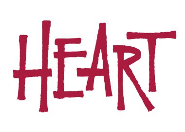 Kalp vektör harfleri. El yazısı metin etiketi. Freehand tipografi tasarımı