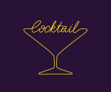 Kokteyl amblem tasarımı. Harfli ve cam sembollü vektör işareti