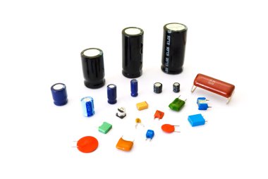Various kinds of capacitors clipart
