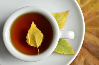 sonbahar dekorasyonları ile bitkisel çay