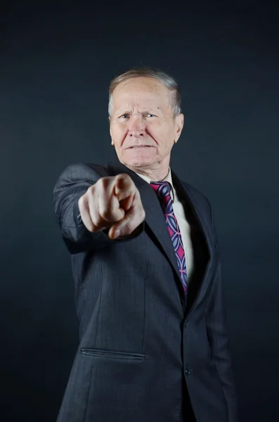 Closeup Portrait Business Man Isolated Black Background Studio Shot — Stock Photo, Image