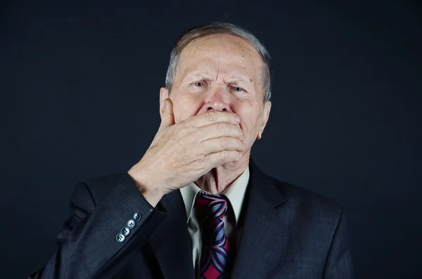 Closeup Portrait Business Man Isolated Black Background Studio Shot — Stock Photo, Image