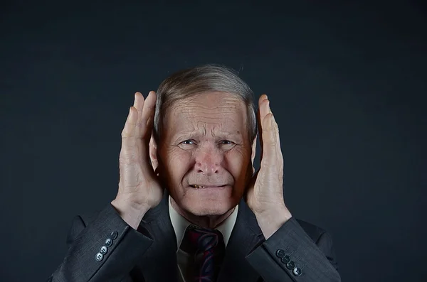 Retrato Hombre Negocios Aislado Sobre Fondo Negro Plano Estudio — Foto de Stock