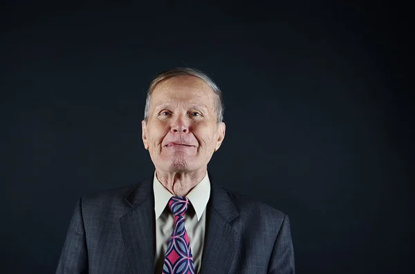 Retrato Hombre Negocios Aislado Sobre Fondo Negro Plano Estudio — Foto de Stock