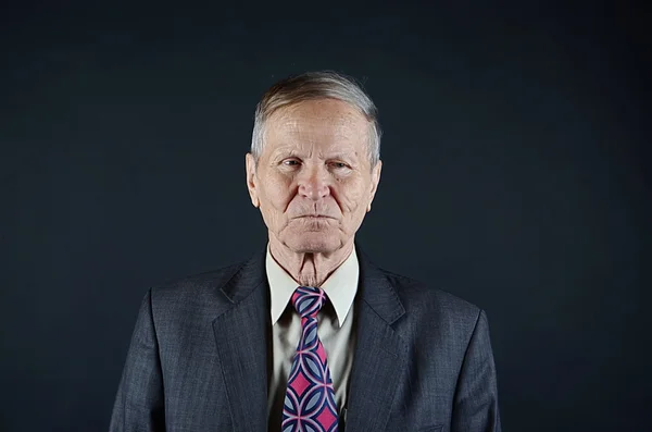 Portrait Business Man Isolated Black Background Studio Shot — Stock Photo, Image