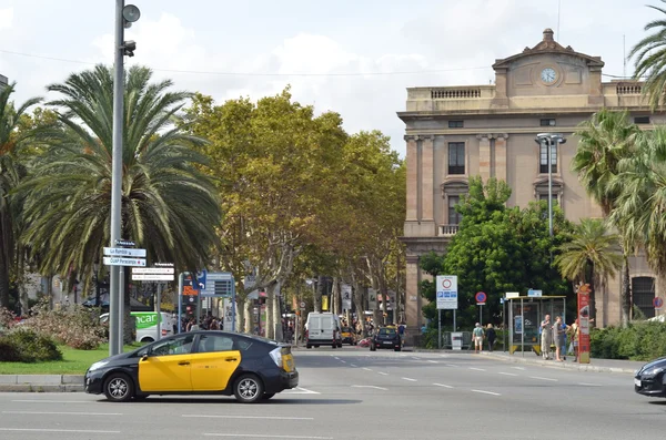 Taxibilarna i Barcelona, Katalonien, Spanien. — Stockfoto