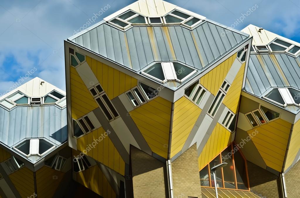 Cube houses in Rotterdam, Holland. Yellow Cube houses – Stock Editorial