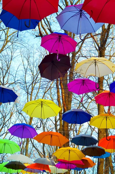 Bright umbrellas. Bright, Vivid Colors. Freedom concept — Stock Photo, Image