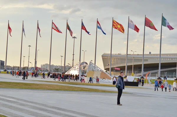 Muro con medaglie olimpiche nel parco olimpico, Sochi, Federazione Russa — Foto Stock