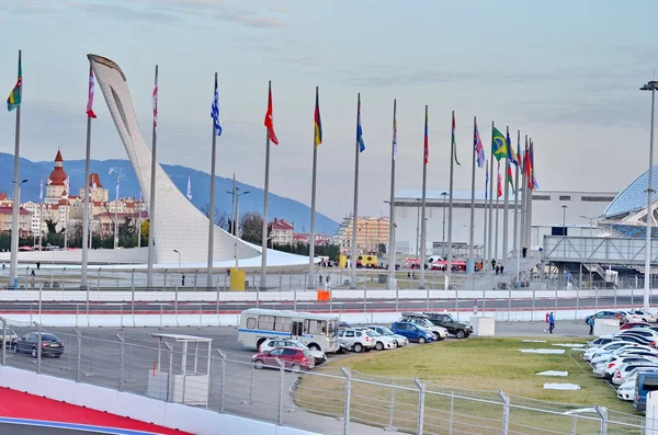 Plaza central en el Parque Olímpico de Sochi, Rusia — Foto de Stock