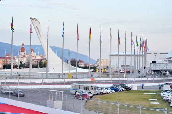 Plaza central en el Parque Olímpico de Sochi, Rusia — Foto de Stock