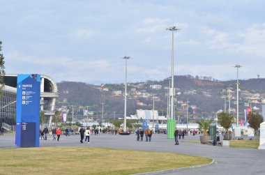 sochi, Rusya Federasyonu Olimpiyat parkta yürüyüş insanlar.