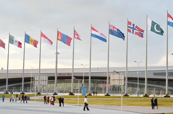 Turisti nel parco olimpico di Sochi, Russia . — Foto Stock