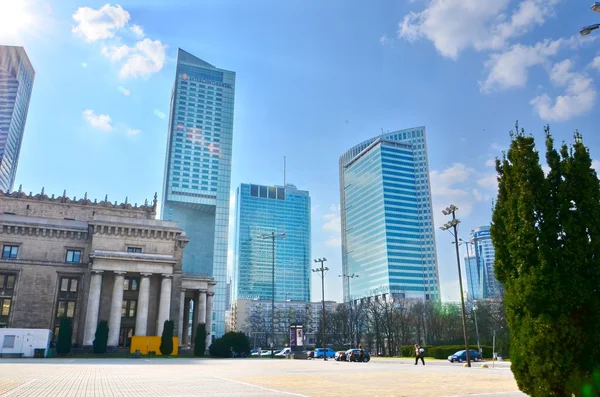 Warszawa, Polen. Downtown business skyskrapor, centrum — Stockfoto