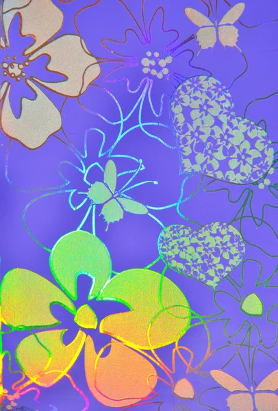 Kelebekler, çiçekler, kalpleri ile Seamless Modeli — Stok fotoğraf