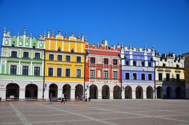Zamosc, Polonya binaların renkli cephe