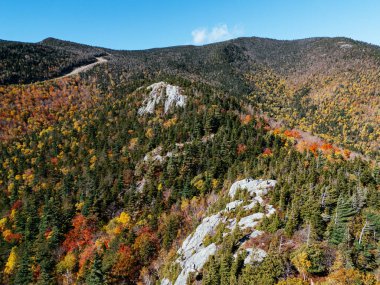 White Face Dağ Kayak Merkezi 'nde Sonbahar Bayrağı. Renk Değişikliği, Vermont, ABD.