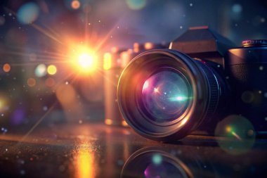 Soyut Görüntü parlaklık örtüsü. Lens işaret fişeği filtresi. Bokeh güneş ışığı sızıntısı.