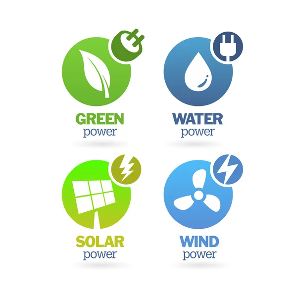 Přirozené ekologické energie ikony — Stockový vektor