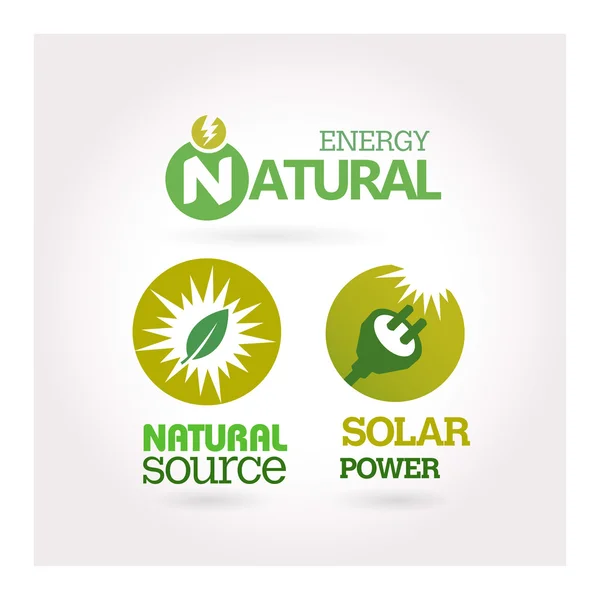 Ícones de energia natural e solar — Vetor de Stock