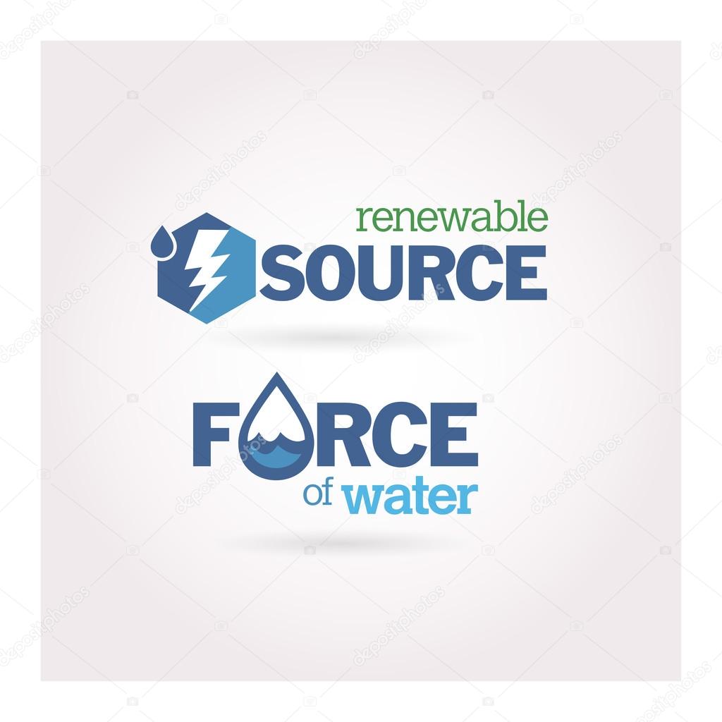 Renewable source and water force icons