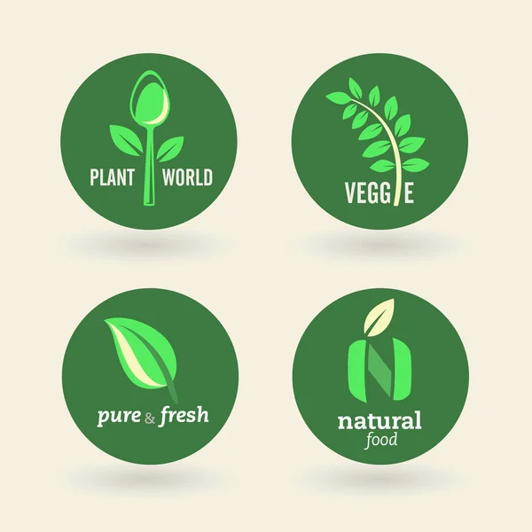 Ensemble d'étiquettes bio-éco-bio-naturelles — Image vectorielle
