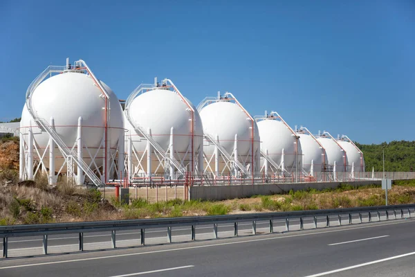 Plant Storage Liquefied Petroleum Gas Ball Tanks — Stock Photo, Image