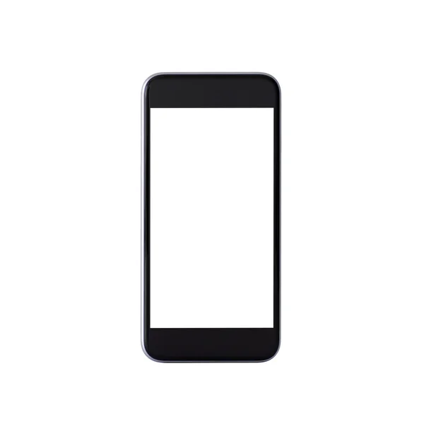 Telefone preto isolado com tela branca — Fotografia de Stock