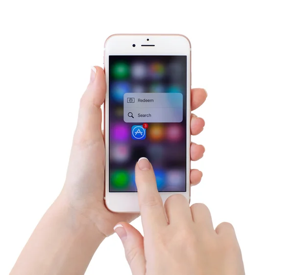 IPhone 6s Rose Gold met 3D-Touch en Apple muziek — Stockfoto