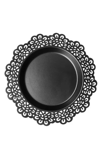 分離された黒の皿 — ストック写真