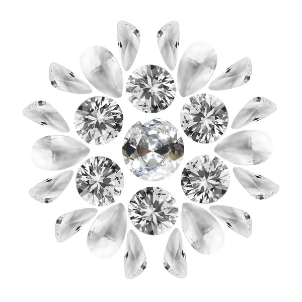 Diamanten auf Weiß — Stockfoto