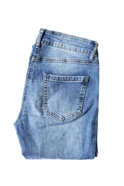 Skládané modré džíny — Stock fotografie