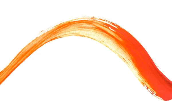 Abstract Oranje Penseelstreek Geïsoleerd Wit — Stockfoto