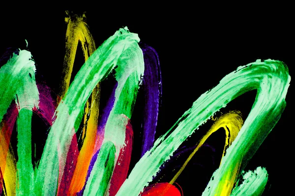 Färgglada Neon Abstrakt Färg Stroke Svart Bakgrund — Stockfoto