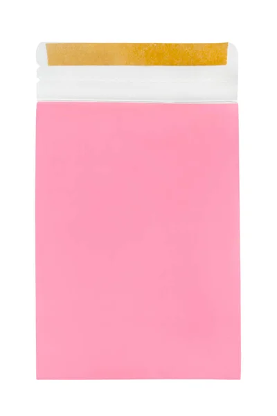 Open Pink Blank Paper Packet Isolated White — Stock Photo, Image
