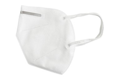 Beyaz üzerine izole edilmiş beyaz tıbbi maske