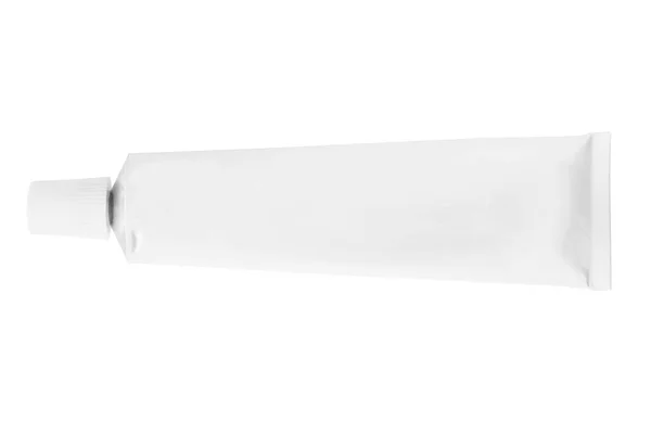 Branco Tubo Fechado Branco Isolado Sobre Branco — Fotografia de Stock