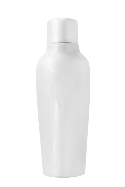 Blanco Witte Gesloten Cosmetische Fles Geïsoleerd Wit — Stockfoto