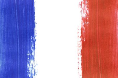 Ulusal Fransa bayrağı gibi beyaz üzerine mavi ve kırmızı tablolar