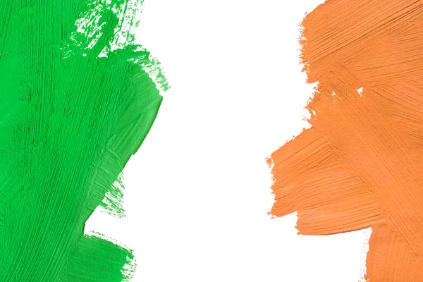 Green Orange Paintings White Background Ireland National Flag — Stock Photo, Image