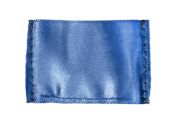 Blå Blank Textil Lapp Isolerad Över Vit — Stockfoto