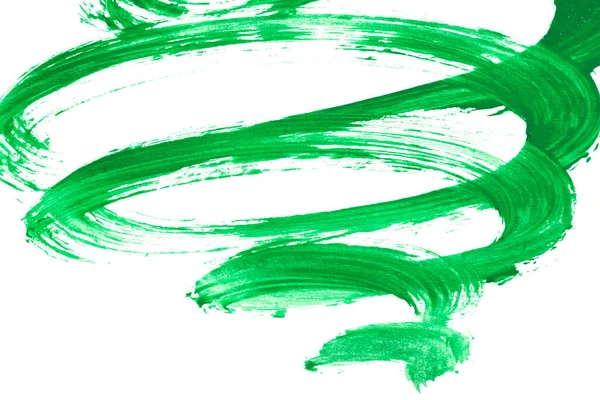 Abstract Green Paint Stroke White Background — Stock Photo, Image