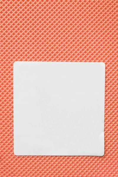 Blank White Label Orange Rubber Background — Stock Photo, Image